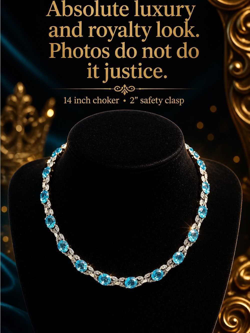 Blue Crystal Choker Necklace - Luxury Women's Jewelry